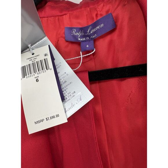 Ralph Lauren Collection Purple Label Belted Satin Blazer Jacket 6 Red NWT $3490 - Picture 11 of 11